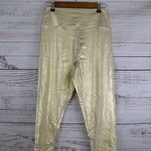 Buff Bunny Collection Leggings Sz XL Metallic Gold Shiny NEW